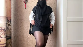 Egyptian wife in black wet pantiesEgyptian wife in black wet p tore her transparent pantyhose while stretching and had an orgasm