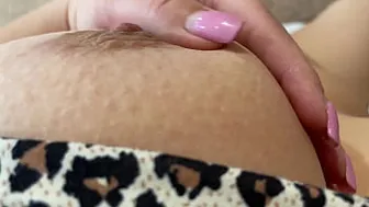 Insatiable stepmom fingering pussy in black panties
