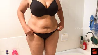 Sexy and Curvy Milf Strip Teasing and taking Bath Naked